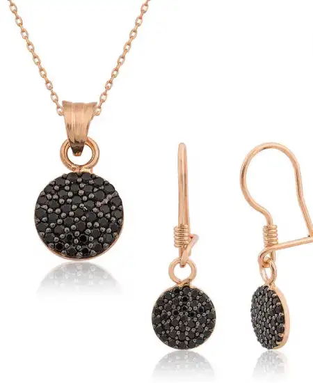 ​gümüş Siyah Yuvarlak Bayan Set