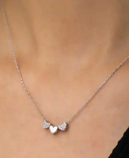 ​gümüş Üç Kalp Kolye