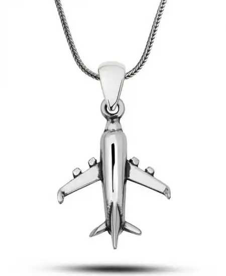 ​gümüş Uçak Kolye