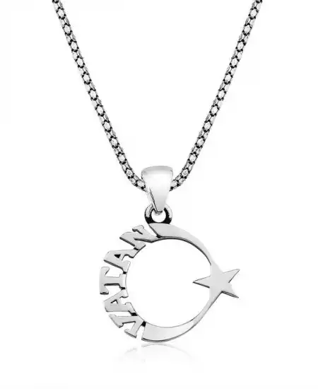 ​gümüş Vatan Yazılı Ay Yıldız Kolye