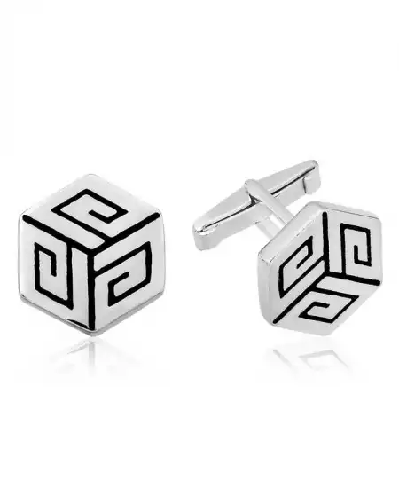 ​gümüş Vintage Desenli Petek Kol Düğmesi