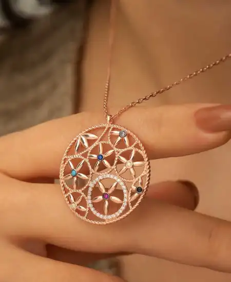 ​​​gümüş Yaşam Çiçeği Kolye