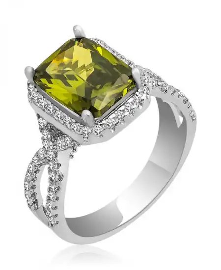 ​gümüş Yeşil Baget Bayan Yüzük