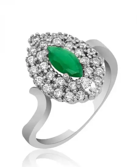 ​gümüş Yeşil Mekik Bayan Yüzük