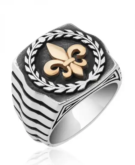 ​gümüş Zambak Çiçeği Desenli Erkek Yüzük