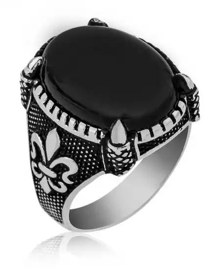 ​gümüş Zambak Çiçeği Desenli Pençe Erkek Yüzük