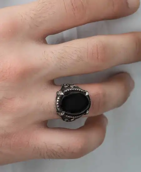 ​gümüş Zambak Çiçeği Desenli Pençe Erkek Yüzük