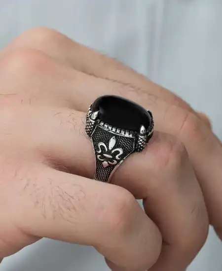 ​gümüş Zambak Çiçeği Desenli Pençe Erkek Yüzük