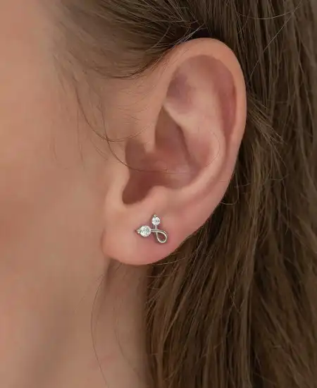 ​gümüş Zirkon Taşlı Çivili Bayan Küpe