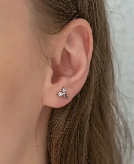 ​gümüş Zirkon Taşlı Çivili Bayan Küpe