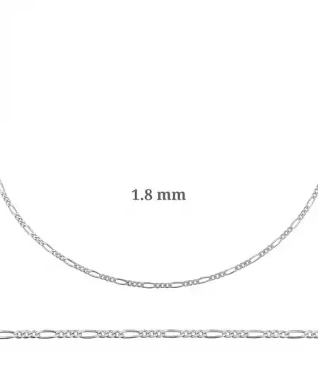 1.8 Mm Gümüş Figaro Zincir - 0.50 Mikron