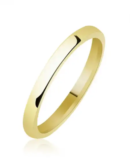 2 Mm Düz Bombeli Gold Gümüş Alyans