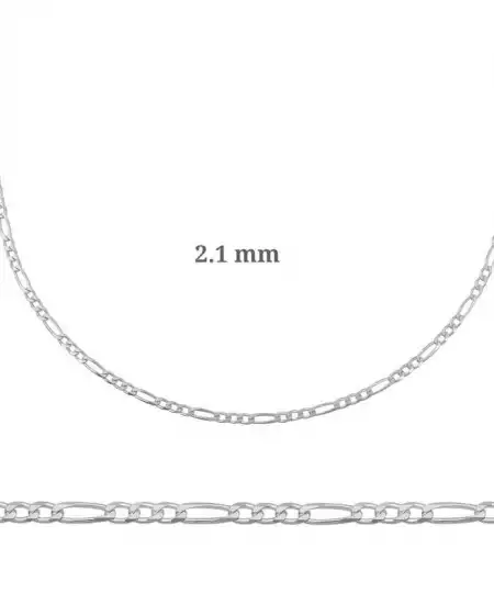 2.10 Mm Gümüş Figaro Zincir - 0.60 Mikron