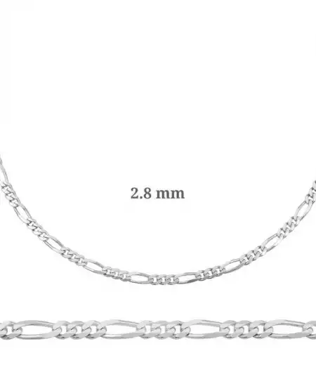 2.8 Mm Gümüş Figaro Zincir - 0.80 Mikron