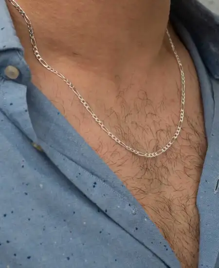 3.5 Mm Gümüş Figaro Zincir - 100 Mikron