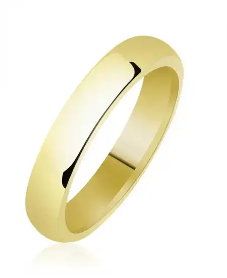 4 Mm Düz Bombeli Gold Gümüş Alyans