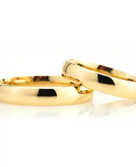 4 Mm Düz Bombeli Gold Gümüş Alyans
