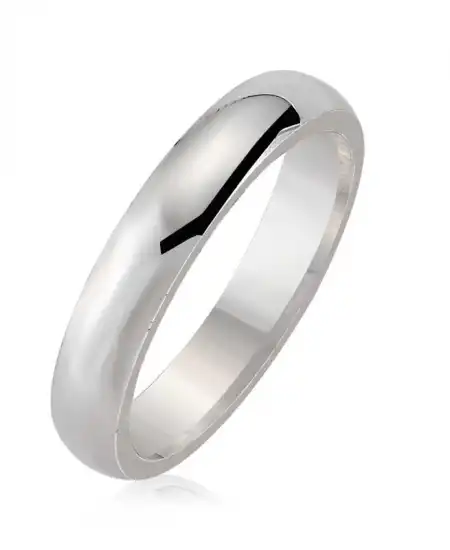 4 Mm Düz Bombeli Gümüş Alyans