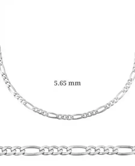 5.65 Mm Gümüş Figaro Zincir - 160 Mikron