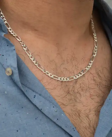 5.65 Mm Gümüş Figaro Zincir - 160 Mikron