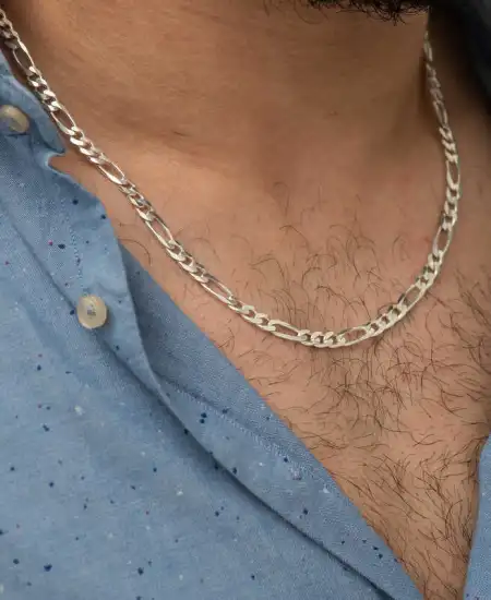 5.65 Mm Gümüş Figaro Zincir - 160 Mikron