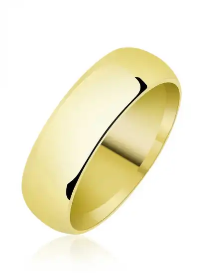 6 Mm Düz Bombeli Gold Gümüş Alyans