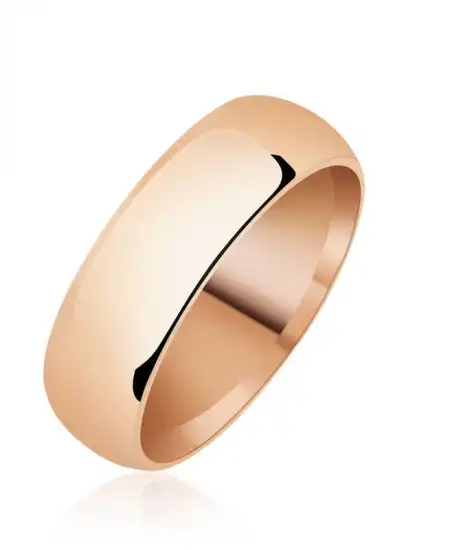 6 Mm Düz Bombeli Rose Gümüş Alyans