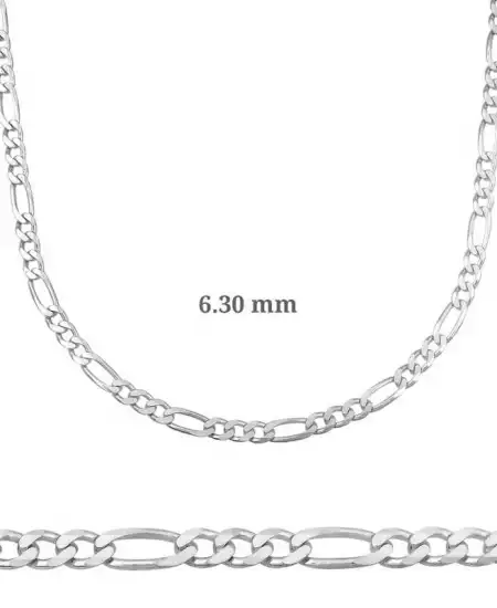 6.30 Mm Gümüş Figaro Zincir - 180 Mikron