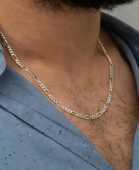 6.30 Mm Gümüş Figaro Zincir - 180 Mikron