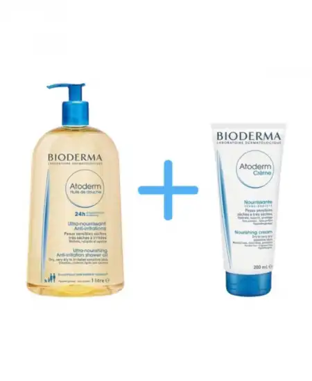 Atoderm Shower Oil 1 Lt + Bioderma Atoderm Cream 200 ml
