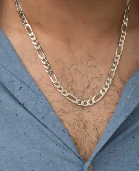 7.20 Mm Gümüş Figaro Zincir - 200 Mikron