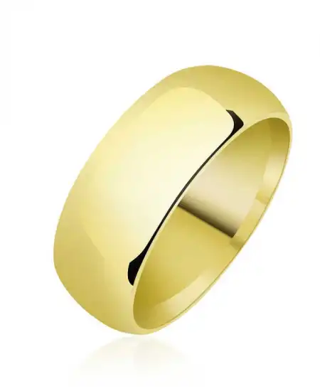 8 Mm Düz Bombeli Gold Gümüş Alyans