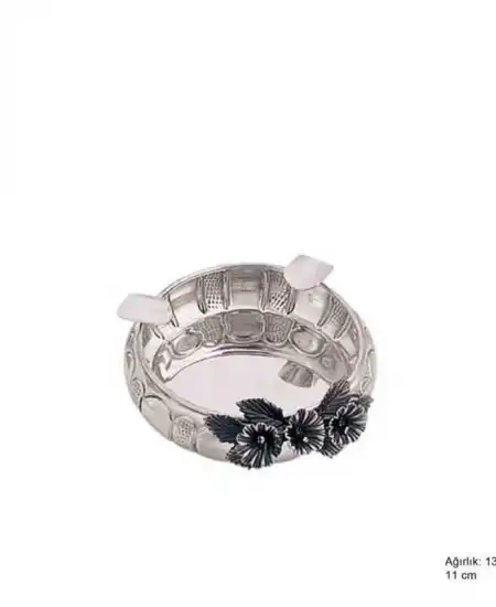 925 Ayar Gümüş Orkide Desenli Küllük