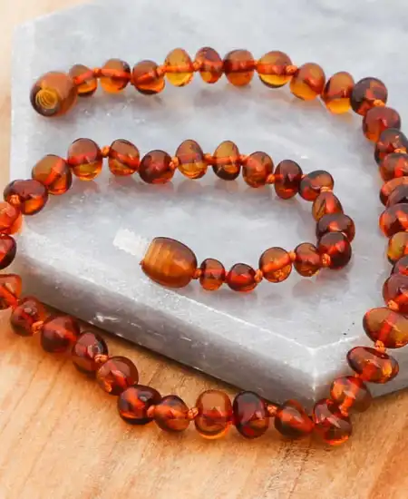 Bebek Damla Kehribar Diş Kolye