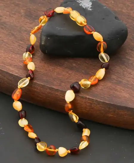 Bebek Damla Kehribar Diş Kolye