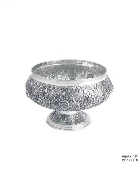 Çiçek Desenli Gümüş Şekerlik