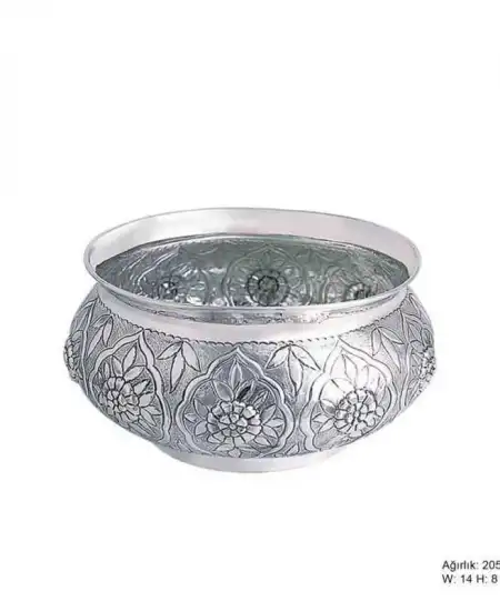 Çiçek Desenli Gümüş Şekerlik