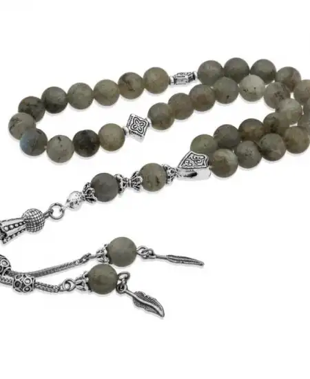 Doğaltaş Metal Püsküllü Labradorit Taşlı Tesbih