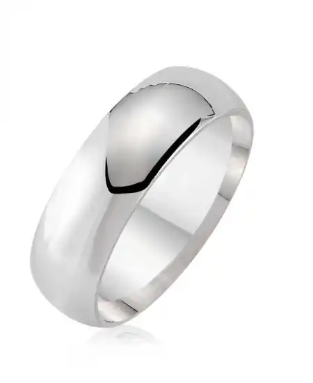 Düz Bombeli Gümüş Alyans - 6 Mm