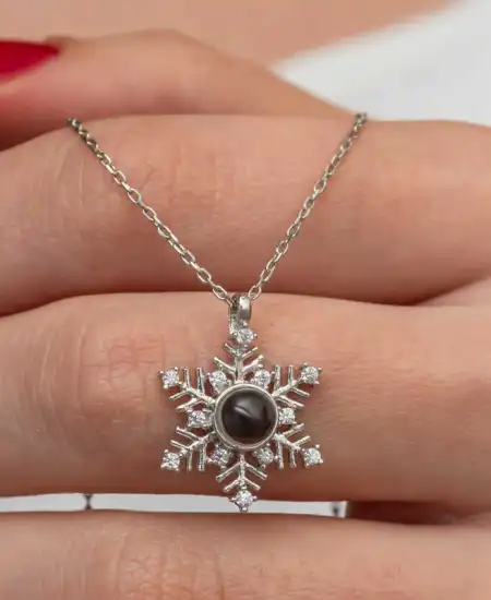 Gümüş 100 Dilde Seni Seviyorum Kar Tanesi Kadın Kolye