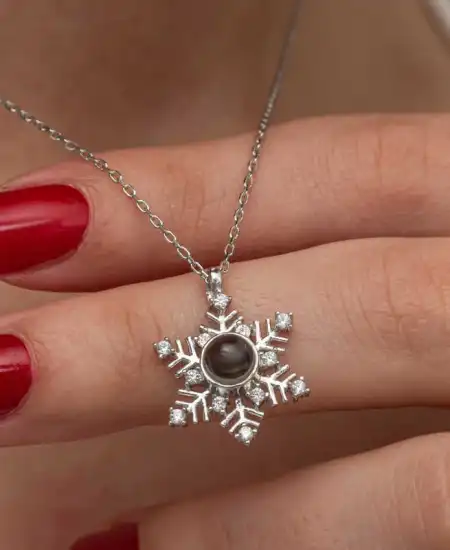 Gümüş 100 Dilde Seni Seviyorum Kar Tanesi Kadın Kolye