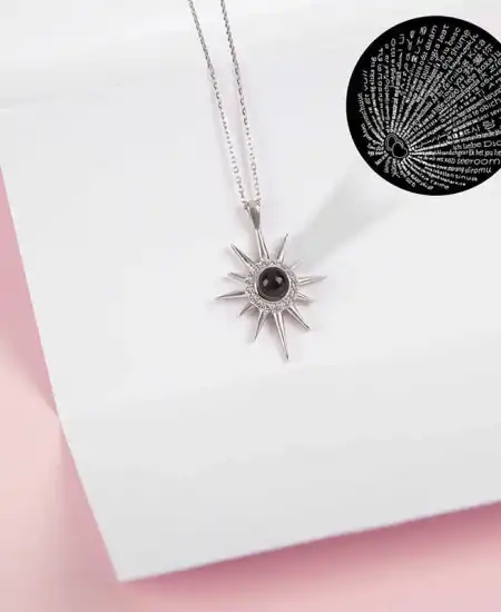 Gümüş 100 Dilde Seni Seviyorum Kutup Yıldızı Kadın Kolye