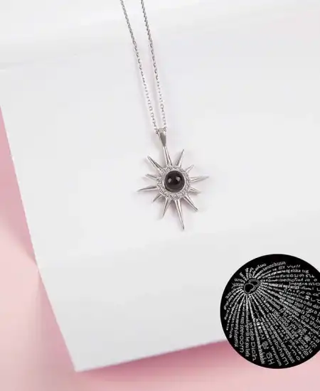 Gümüş 100 Dilde Seni Seviyorum Kutup Yıldızı Kadın Kolye