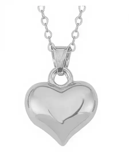 Gümüş 3 Boyutlu Kalp Kadın Kolye