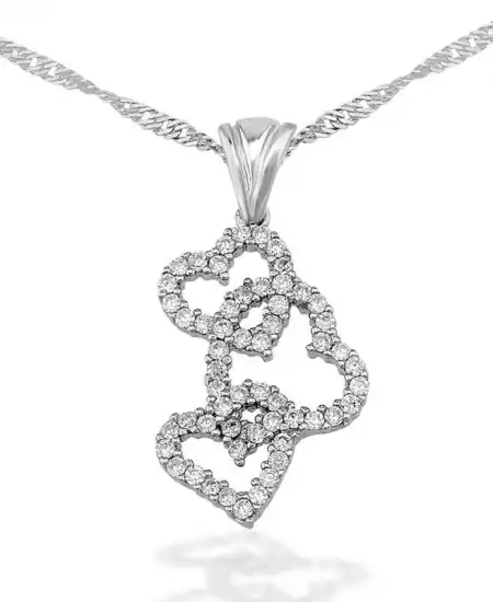 Gümüş 3 Kalpli Bayan Kolye