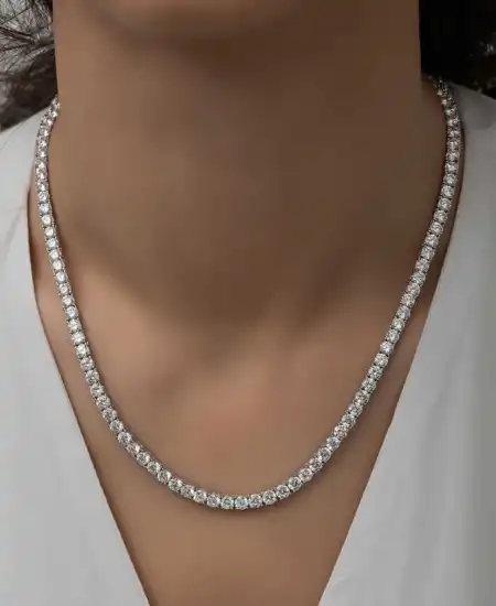 Gümüş 3 Mm Beyaz Taşlı Su Yolu Kadın Kolye