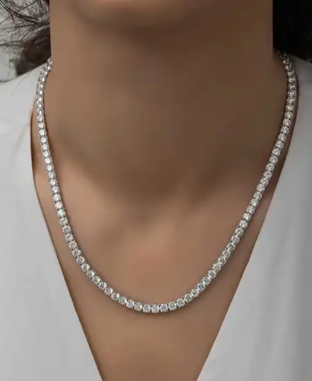 Gümüş 3 Mm Beyaz Taşlı Su Yolu Kadın Kolye