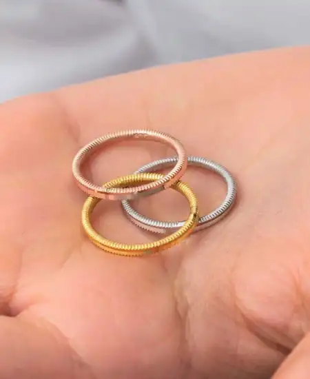 Gümüş 3 Renk Ajda Kadın Yüzük