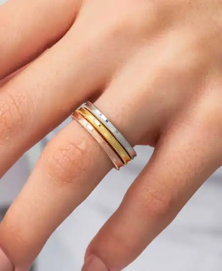 Gümüş 3 Renk Ajda Kadın Yüzük