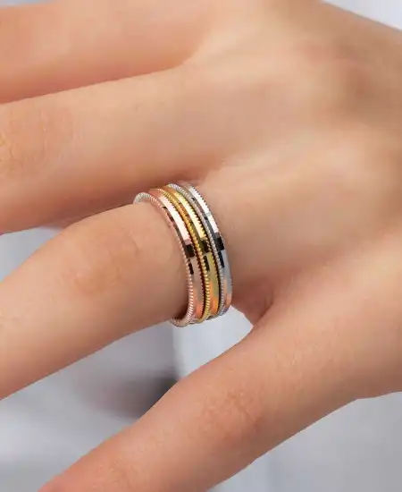 Gümüş 3 Renk Ajda Kadın Yüzük